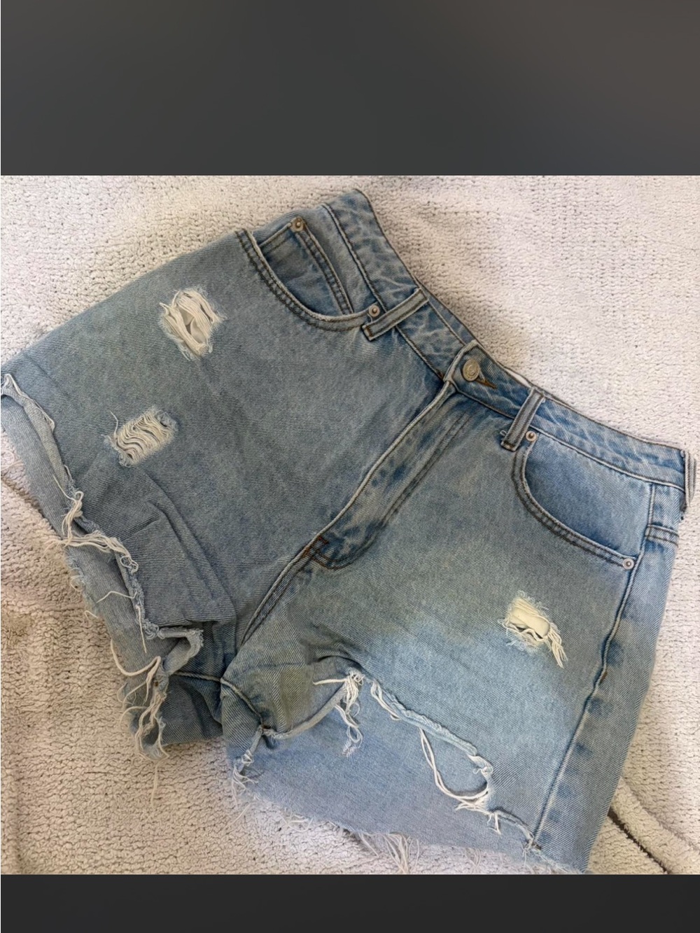 Princess Polly Light Blue Distressed High-Rise Denim Shorts